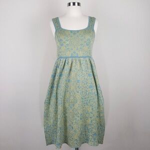 Peruvian Connection Blue and Gold Midi Dress Size M NWT